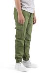 Boys Army Green Cargo Joggers with Pockets
