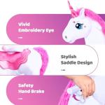 Pink Unicorn Riding Toy with Brake for Kids