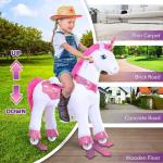 Pink Unicorn Riding Toy with Brake for Kids