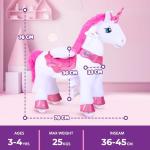 Pink Unicorn Riding Toy with Brake for Kids