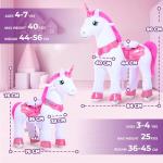 Pink Unicorn Riding Toy with Brake for Kids
