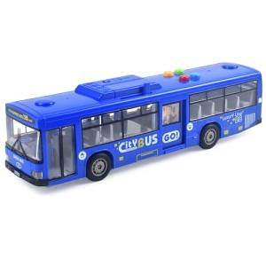 Blue Friction-Powered Bus Toy with Lights and Sounds