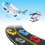 Shayson Cargo Airplane Play Set with Cars and Helicopter