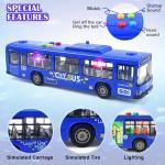 Blue Friction-Powered Bus Toy with Lights and Sounds