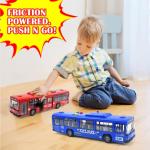 Blue Friction-Powered Bus Toy with Lights and Sounds