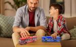 Blue Friction-Powered Bus Toy with Lights and Sounds