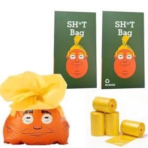 Dog Poop Bags, Poop Bags for Dog, 120 Pcs Leak Proof and Extra Thick Dog Poop Bags, The Most Presidential Poop Bag Ever, Funny Trash Can Cat Pet Poop Waste Bag Rolls(8 Rolls Totally)