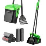 FUSBUNTY Pooper Scooper Swivel Bin & Rake with 100 Waste Bags, Dog Pooper Scooper with Bag Attachment for Large Medium Small Dogs, Poop Scooper with Lid for Lawn Yard Dog Kennel