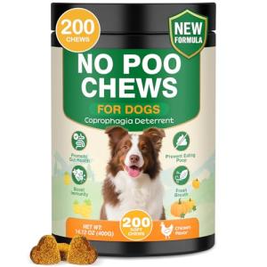NEXZL 200 Chew No Poo Chews for Dogs-Coprophagia Stool Eating Deterrent-Stop Eating Poop for Canine- Dogs Poop Eat Deterrent Supplement with Probiotics&Digestive Enzymes Breath Aid Support-Chicken