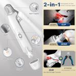 2-in-1 Dog & Cat Nail Clipper with Grinder - Dual Highlight LED Reduce Over-Trimming, Long Battery Cordless USB-C Rechargeable, Safety Lock & Catcher Cap, Quiet Home Grooming for Small Large Pets