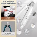 2-in-1 Dog & Cat Nail Clipper with Grinder - Dual Highlight LED Reduce Over-Trimming, Long Battery Cordless USB-C Rechargeable, Safety Lock & Catcher Cap, Quiet Home Grooming for Small Large Pets