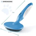 Round Bristle Pet Brush for Dogs and Cats - Soft Dog Brush for Grooming Short or Long Hair - Gentle Tool for Sensitive Skin Removes Dander, Dirt, and Detangles (Blue)