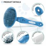 Round Bristle Pet Brush for Dogs and Cats - Soft Dog Brush for Grooming Short or Long Hair - Gentle Tool for Sensitive Skin Removes Dander, Dirt, and Detangles (Blue)