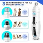 CADOLS Dog Nail Grinder & Clipper 2-in-1 Set - 25dB Ultra Quiet with 3 Grinding Wheels & 2 LED Lights, Rechargeable for Large/Puppy Dogs & Cats, 3-Speed Adjustable for Anxious Pets