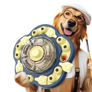 KADTC 3 Levels of Challenge Dog Puzzle Feeder Toy U.S. Brand - Design Spin-to-Release Treat Dispenser For Small Medium Large Dogs Boredom Buster Mental Stimulation Enrichment Slow Feeding Puzzles Toys