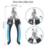 VIWIK Dog Nail Trimmers for Large Medium Dogs, Cats, Professional Dog Nail Clippers with File Quick Sensor & Safety Guard to Avoid Overcutting, Pet Claw Paw Clipper for Grooming with Toenail File Blue