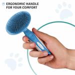 Round Bristle Pet Brush for Dogs and Cats - Soft Dog Brush for Grooming Short or Long Hair - Gentle Tool for Sensitive Skin Removes Dander, Dirt, and Detangles (Blue)