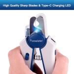 Fumeister Type-C Rechargeable Dog & Cat Nail Clippers - LED Pet Nail Trimmer Extra Sharp for Small & Medium Dogs (Blue)