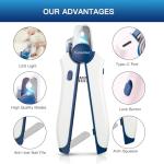 Fumeister Type-C Rechargeable Dog & Cat Nail Clippers - LED Pet Nail Trimmer Extra Sharp for Small & Medium Dogs (Blue)