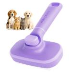 Hertzko Self Cleaning Slicker Brush for Dogs and Cats - Pet Hair Brush for Shedding Long and Short Hair - Easy Clean Retractable Bristles - Cat and Dog Grooming Tool - Purple