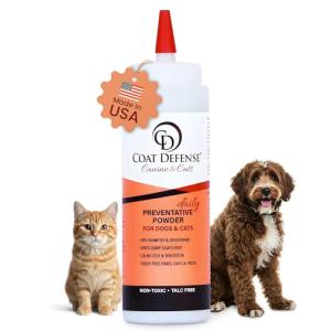 Coat Defense Daily Preventative Powder for Dogs and Cats | Anti-Itch Powder, Odor Control | Talc-Free, Non-Toxic Coat Defense for Dogs | 9 oz Precision Point