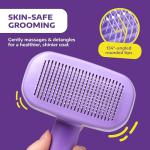 Hertzko Self Cleaning Slicker Brush for Dogs and Cats - Pet Hair Brush for Shedding Long and Short Hair - Easy Clean Retractable Bristles - Cat and Dog Grooming Tool - Purple