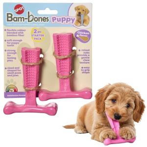 SPOT Bam-Bones Puppy T-Bone Chew Toys - 2 Pack