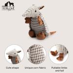 Hollypet Gray Armadillo Plush Squeaky Dog Toy