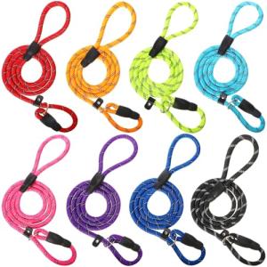 8 Pack Reflective Slip Leads for Dogs