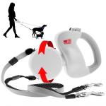 WIGZI - 2025 Enhanced Edition - Dual (2) Dog Retractable Leash, Auto-Untangles, Supports Up to 50lb Dogs, 10ft Distance Each Dog, Color-Coded Control, Reflective Leads, Waterproof (White)