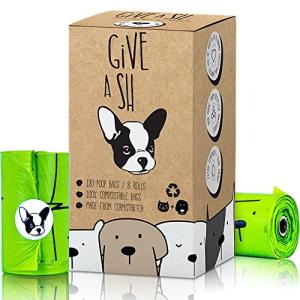 100% Certified Home Compostable Dog Poop Bags - 10% to Charity - ASTM D6400 & EN 13432 Compliant - 120 x Plant Based Compostable Poop Bags (8 Rolls)