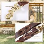 MERUOGKAR Leather Dog Leash 6ft x 3/4 inch,Strong Heavy Duty Genuine Leather Braided Dog Training Leash, Soft and Comfortable Leather Leash for Large Dogs, Medium Small Dogs (Brown, 6FT*3/4in)
