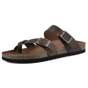 Gracie Women's Flat Sandal in Brown Leather