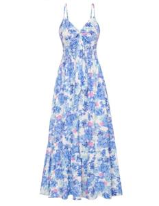 Grace Karin Women's Blue Floral Summer Maxi Dress