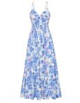 Grace Karin Women's Blue Floral Summer Maxi Dress