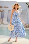Grace Karin Women's Blue Floral Summer Maxi Dress