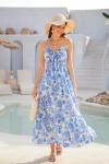 Grace Karin Women's Blue Floral Summer Maxi Dress