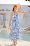 Grace Karin Women's Blue Floral Summer Maxi Dress