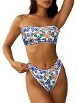 ZAFUL Women's Strapless Cheeky Bandeau Bikini Set