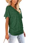 Plus Size Green V Neck Summer T-Shirt for Women