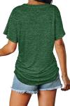 Plus Size Green V Neck Summer T-Shirt for Women