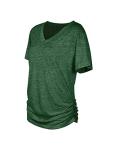 Plus Size Green V Neck Summer T-Shirt for Women