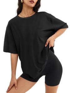 Womens Oversized Crewneck Summer T-Shirt Black