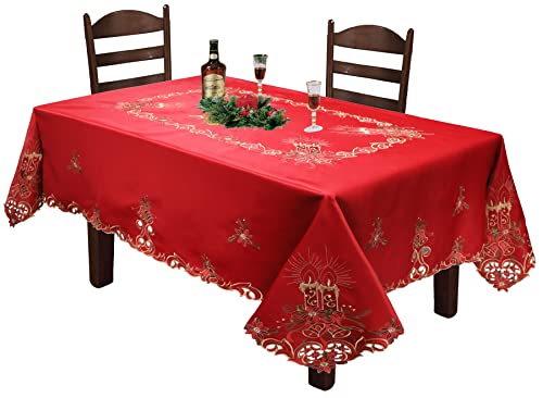 Holiday Poinsettia Tablecloth and Napkins Set