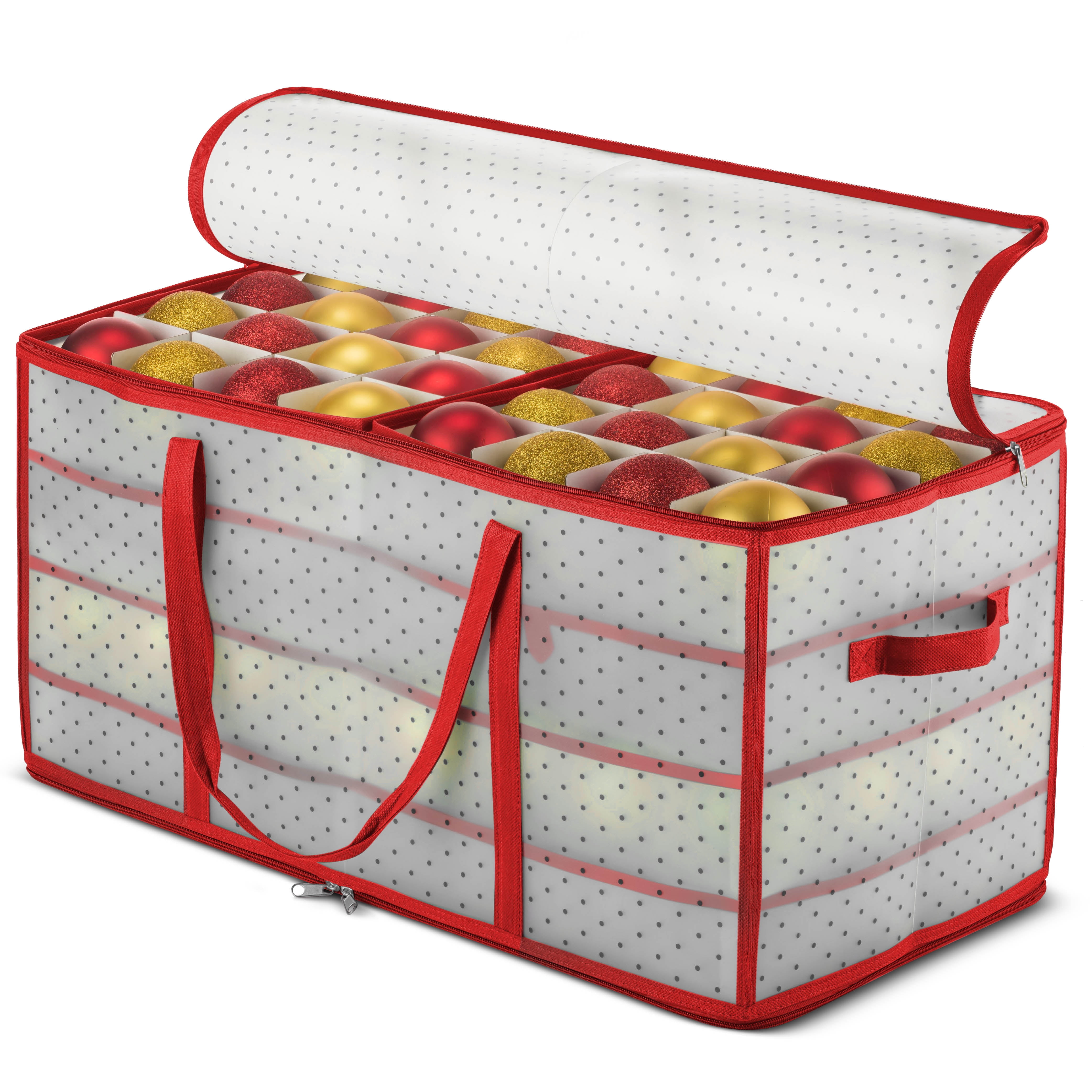 Christmas Ornament Storage Box with Double Zipper