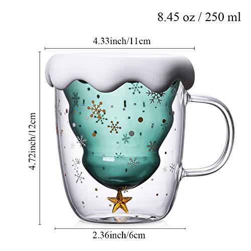 Insulated Glass Christmas Mug with Lid for Drinks