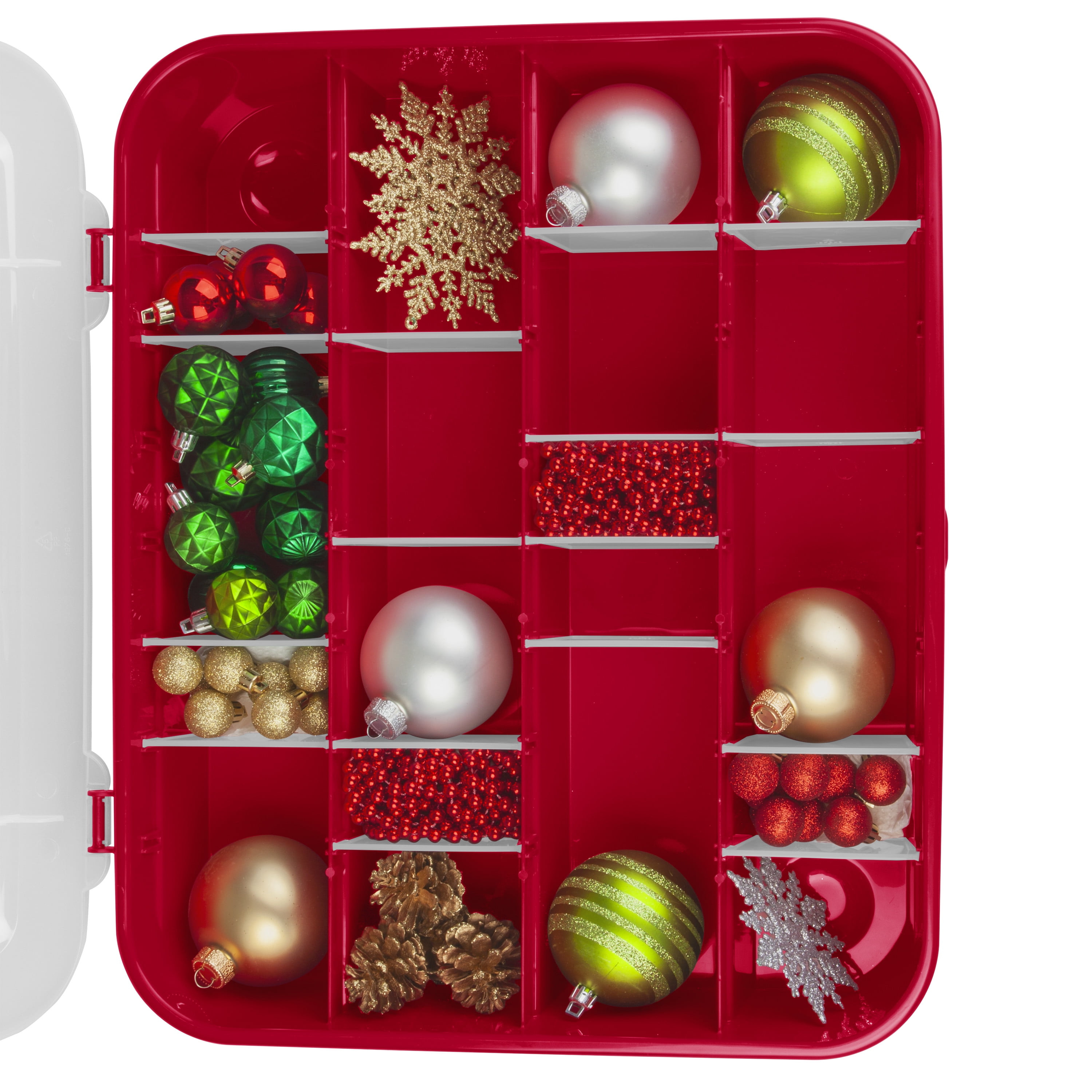 Red Holiday Ornament Storage Organizer for 32 Ornaments