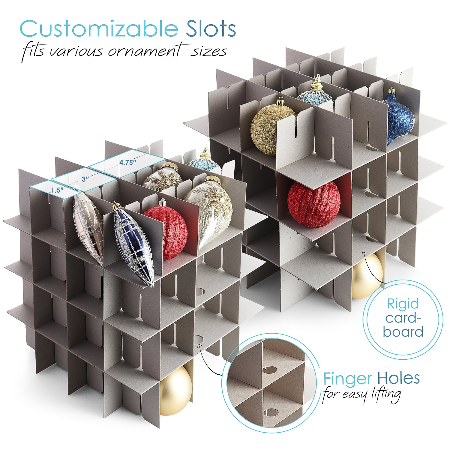 Large Christmas Ornament Storage Box with Dividers