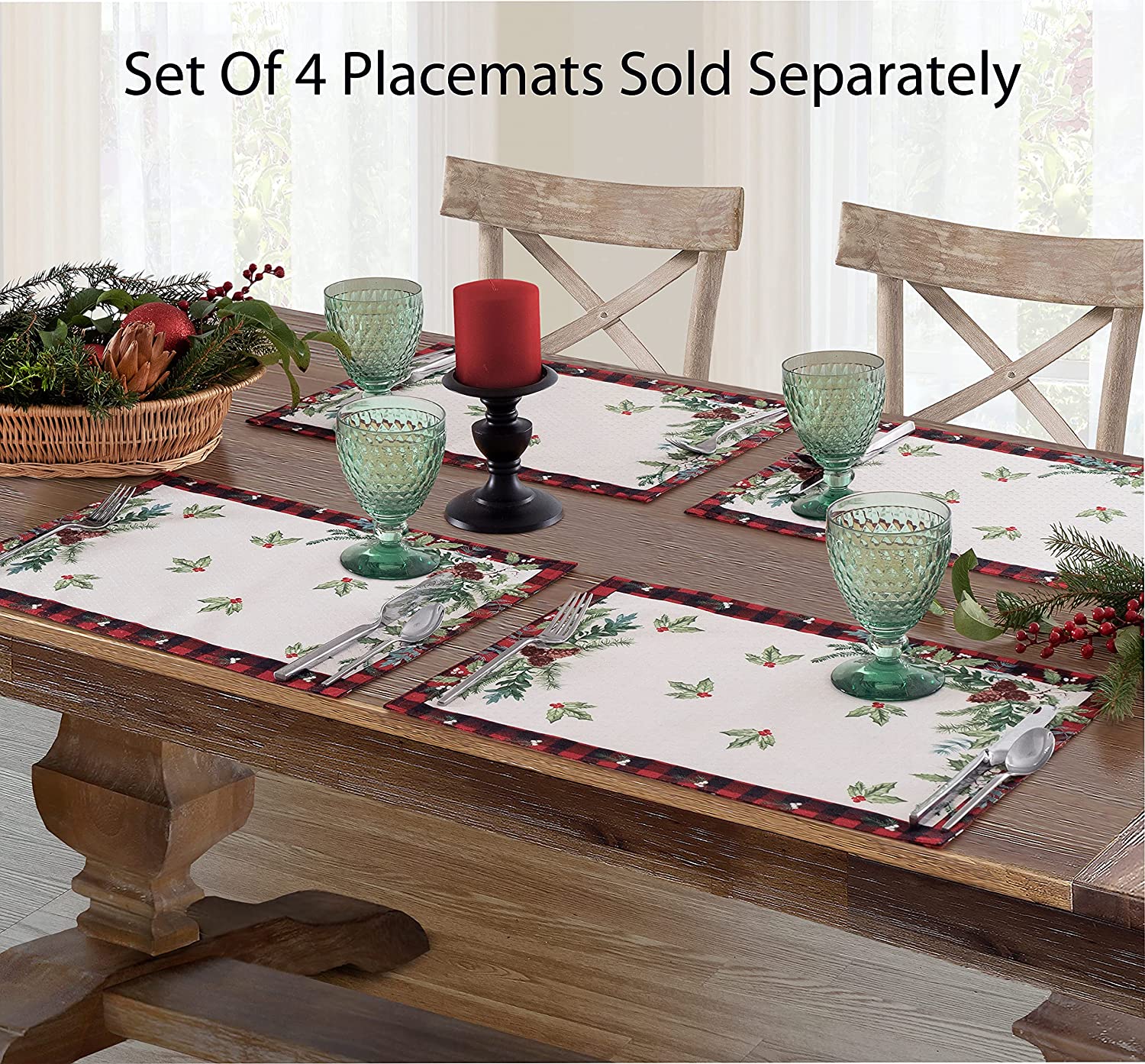 Set of 4 Aspen Red Plaid Christmas Placemats