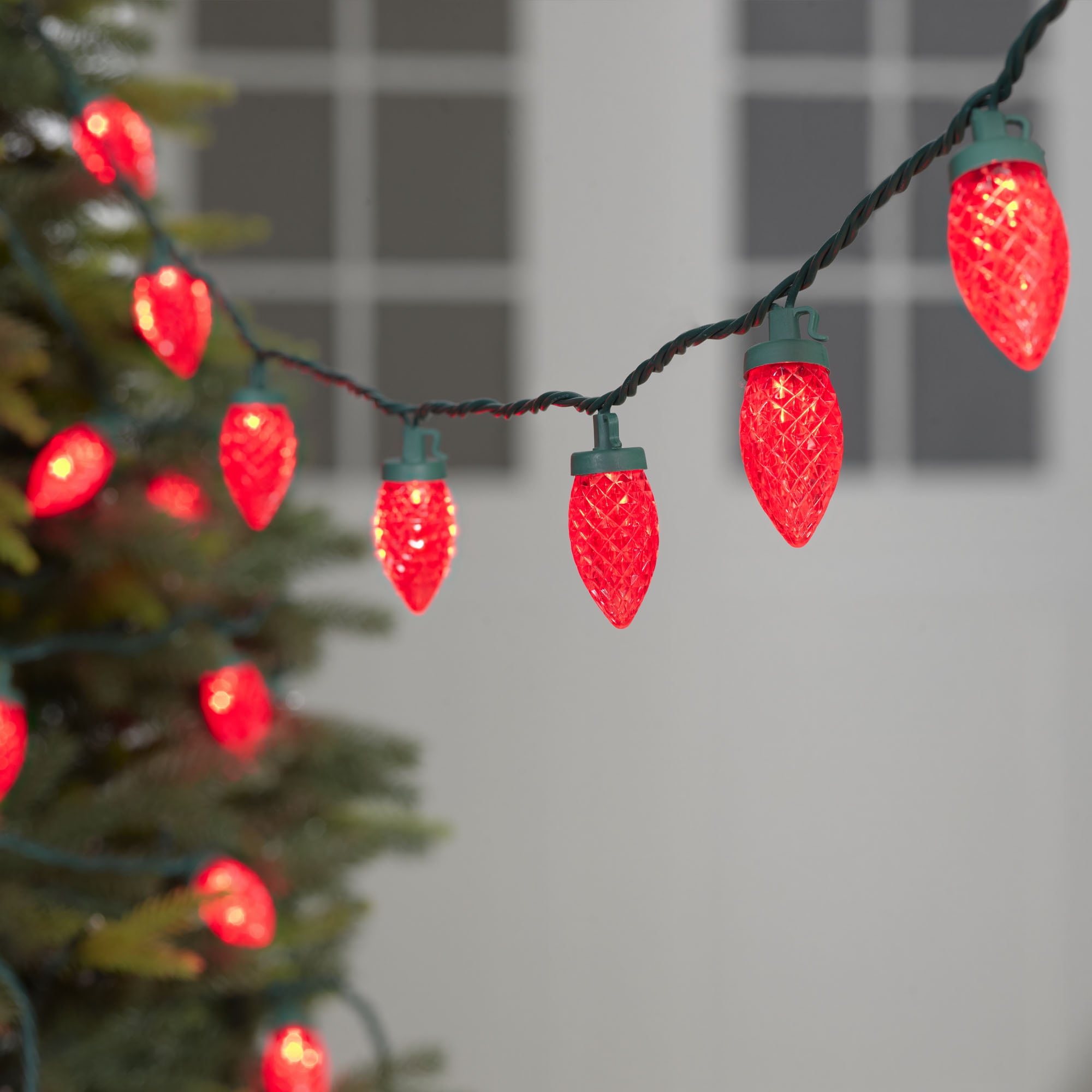 Red Diamond-Cut C9 LED Christmas Lights (400ct)